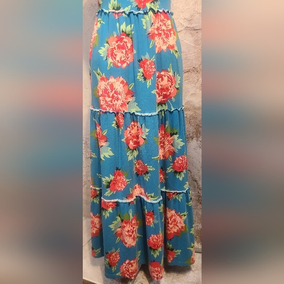 MATILDA JANE Gorgeous Knit Sleeveless Maxi Sun Dress Gathered & Tiered Small - Picture 3 of 6